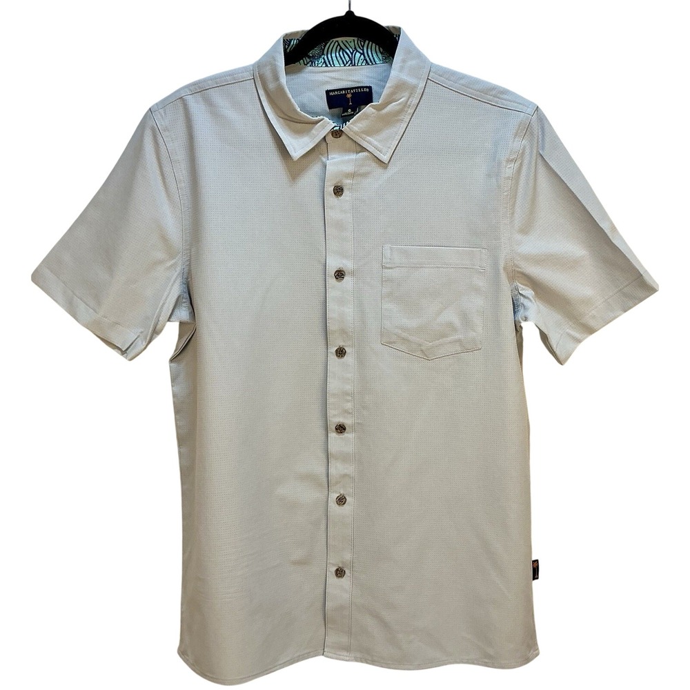 Margaritaville Casual Button Down Collard Men's Shirt Gray Dawn SZ XL MSRP $35